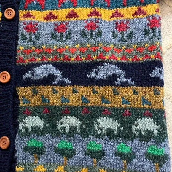 Vintage LL Bean Animal Cardigan Sweater - Picture 5 of 6